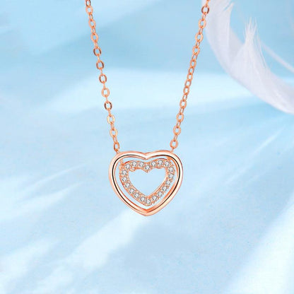 Cheky - S925 Sterling Silver Heart To Heart Pendant Necklace