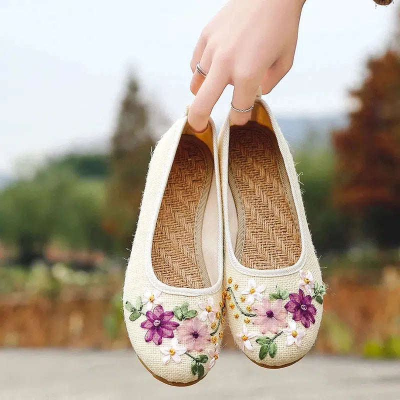 Cheky - Vintage Flats Flower Slip On Cotton