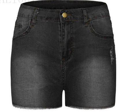 Cheky - Stretch Slim Fit Ripped Tassel Denim Shorts For Women