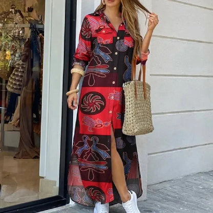 Cheky - Long Sleeve Boho Maxi Dress - Casual Spring/Autumn Fashion