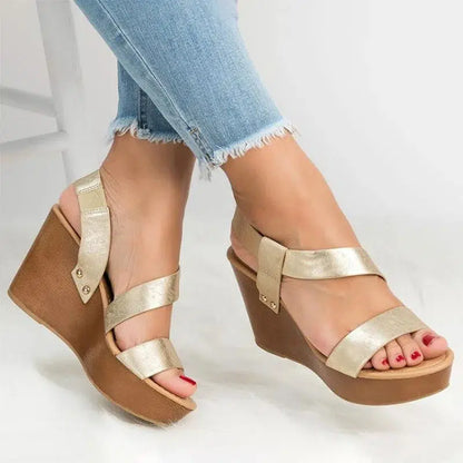 Cheky - Comemore Women Sandals Wedge Summer Platform Sandals Causal Slip on Concise Fashion Wedges Heels Solid Open Toe Lady Shoes