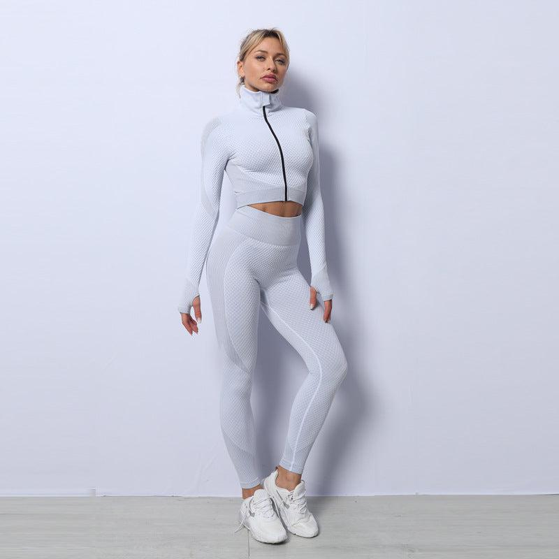 Cheky - 3PCS Yoga Set Seamless Sport Set Women Gym Clothing Leggings Women Crop Top Sports Bra Women Fitness Gym Set Womens Outfits Tracksuit