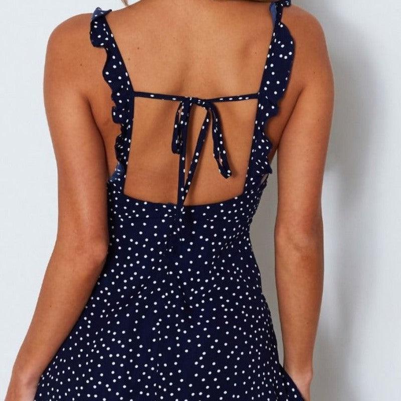 Cheky - Polka-dot Strappy Dress Women Summer Fashion Beach Sundress