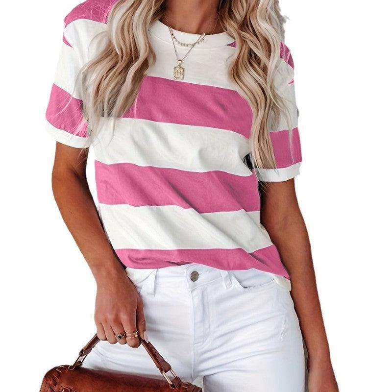 Cheky - Summer Women's Fashion Striped Printed Short Sleeve Casual T-shirt