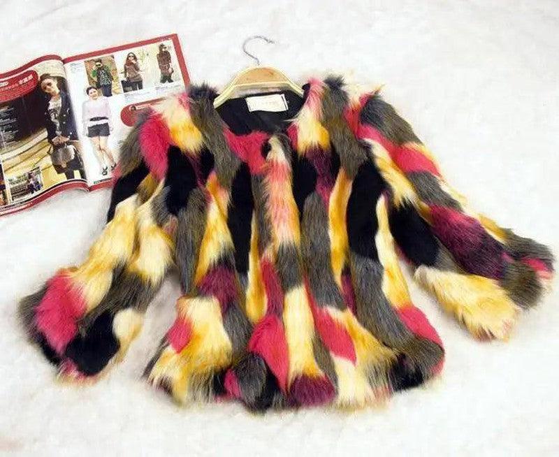 Cheky - Fox fur round collarless short coat