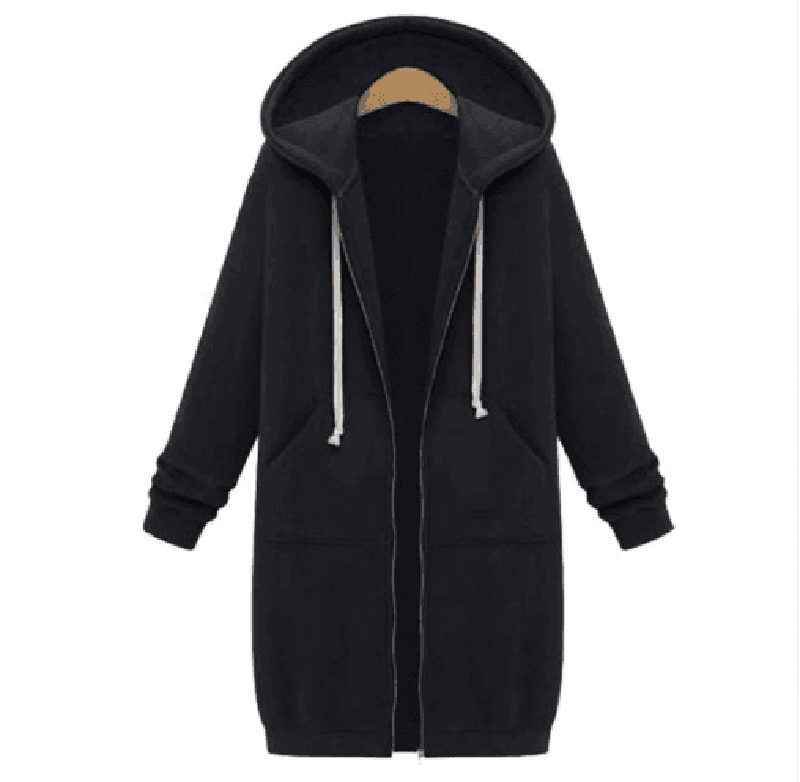 Cheky - Hooded long-sleeved winter sweater women's jacket in a long