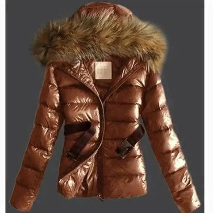 Cheky - Imitation raccoon fur collar down coat