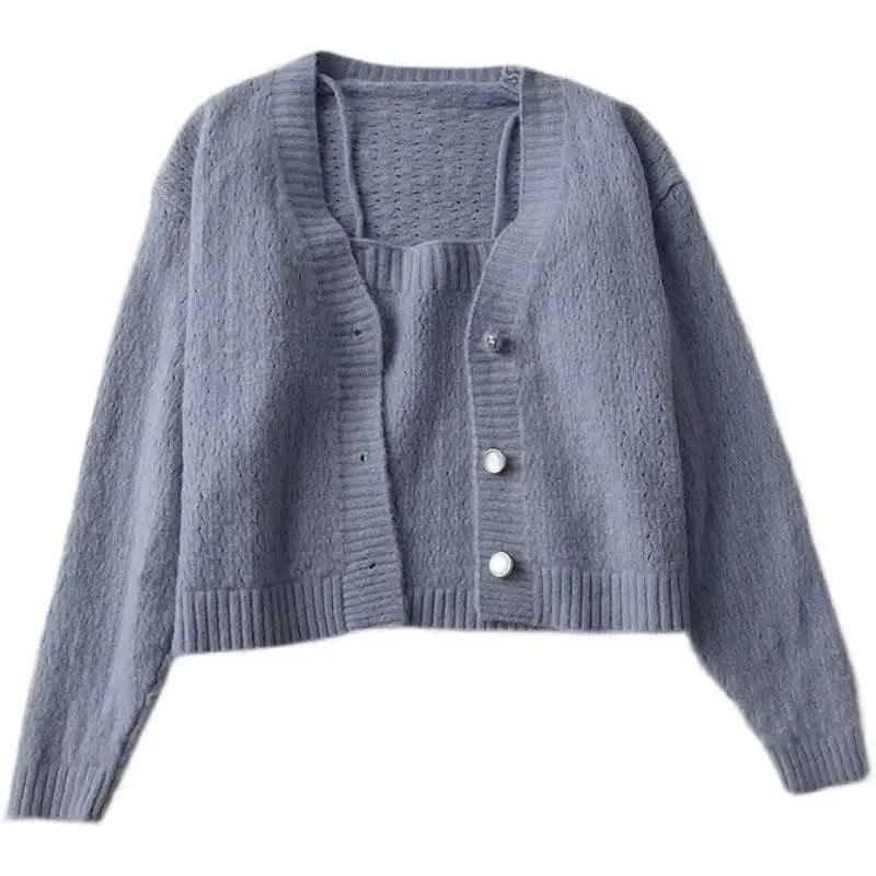 Cheky - Loose Single-breasted V-neck Long-sleeved Knit Cardigan Is