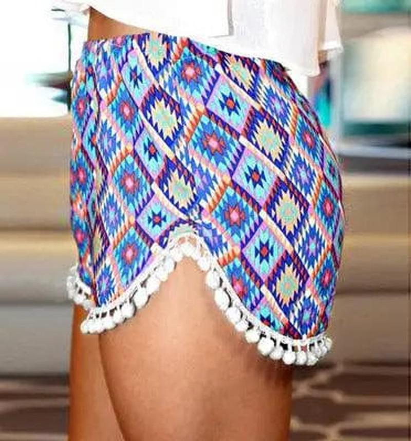 Cheky - Printed elastic waist shorts beach pants