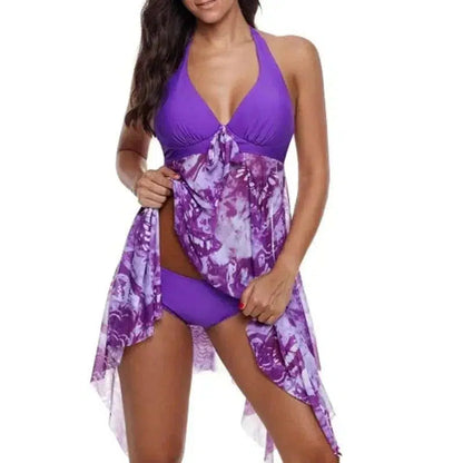 Cheky - Sexy Bikini Irregular Hem Split Floral Swimsuit