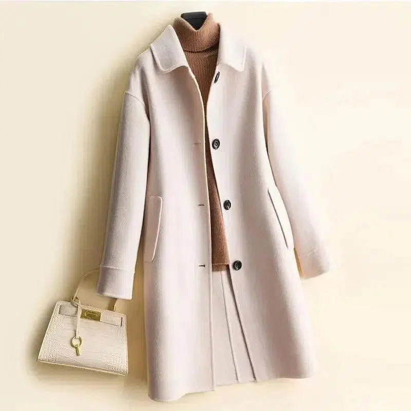 Cheky - Mid-length women's woolen coat trench coat