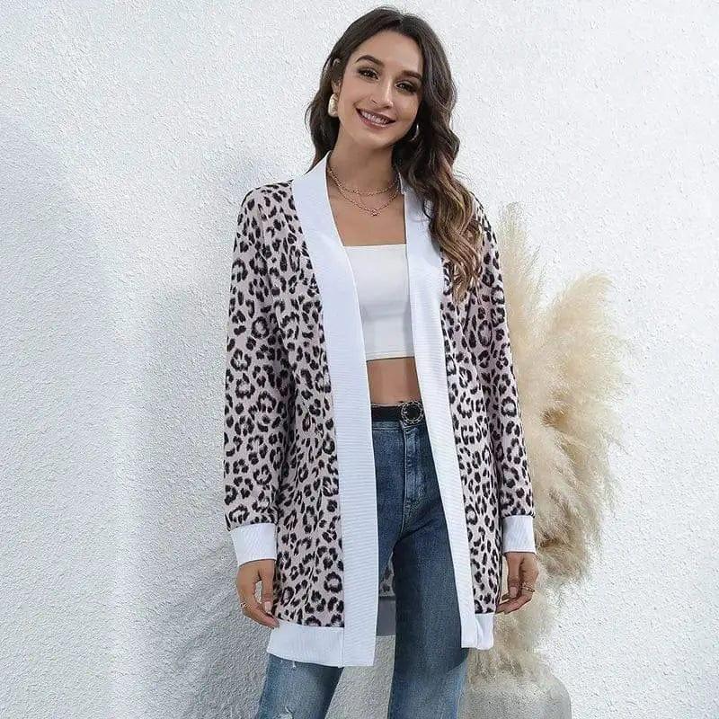 Cheky - Tie-dye Christmas Leopard Print Knitted Cardigan Jacket