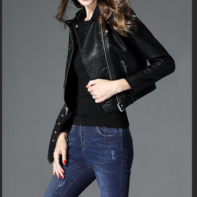 Cheky - Women's Short Slim PU Leather Jacket