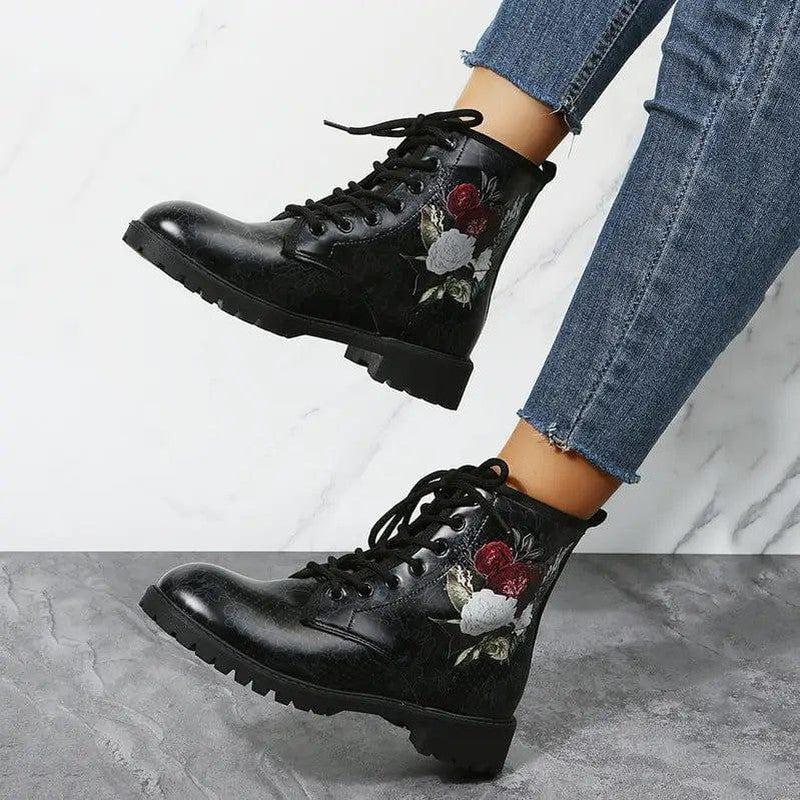 Cheky - Workwear Boots Large Print Women's High Top Halloween Cartoon Pattern Martin Boots Women