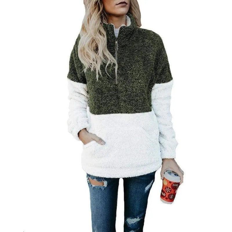 Cheky - Zip Pocket High Collar Blouse Sweater Wool Sweater